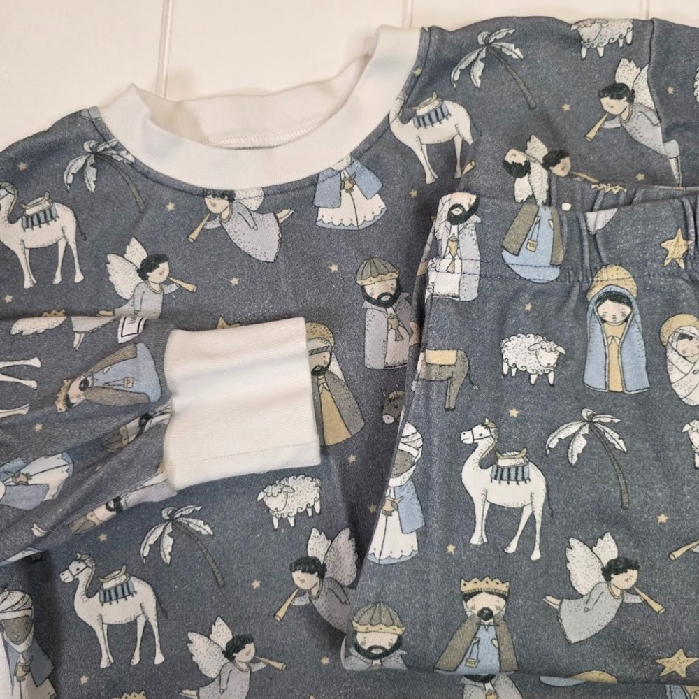 Holy Pals Kids SZ 12 Nativity Christmas Pajama Set Blue/Gray 2022 Christian‎